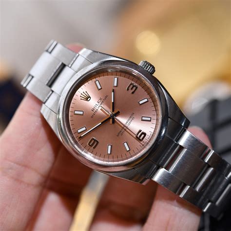 rolex oyster steel pink dial